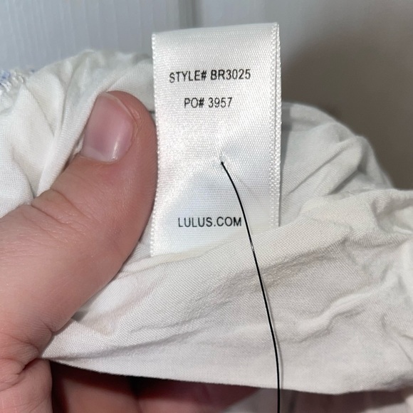 LULUS Blue White Printed Tie Front Maxi Romper Dress Small - Picture 11 of 12